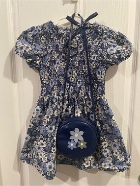 Draper James Navy and Cream Floral Smocked Top